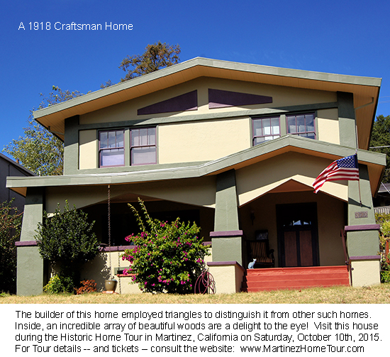 This is a Craftsman home employing triangles in its exterior design.